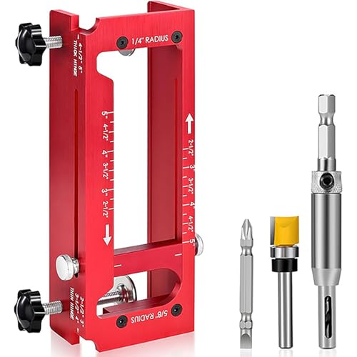 Door Hinge Hole Locator Set, 10 Inch x 5.3 2.5 Red Aluminum Alloy