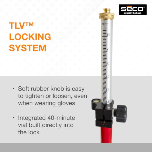 SECO 5500-11 8.5' TLV Survey Pole with Dual Gradations, 40-Minute Vial