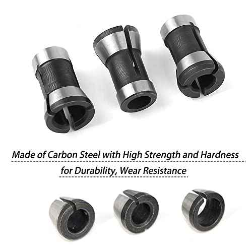 6pcs High Precision Trimmer Collet Adapter 6mm 1/4" 8mm Router Bit Collet Chuck Clamping Adapter for Engraving Trimming Machine Electric Router Milling Cutter