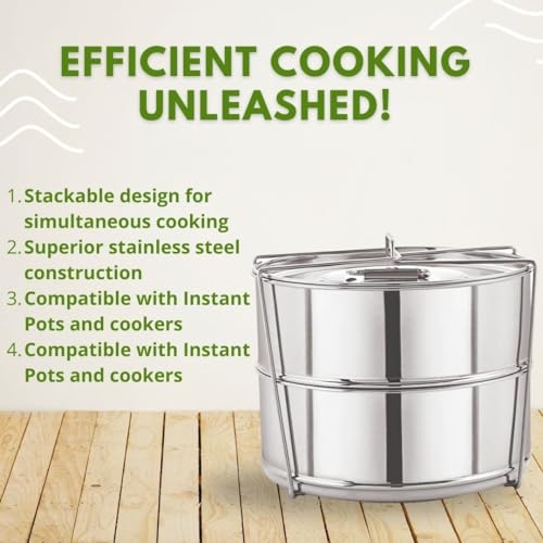 LNM Steamer Pans 6 Qt Stackable Stainless Steel Instant Pot Insert Pan - Pot-in-Pot Steamer Set