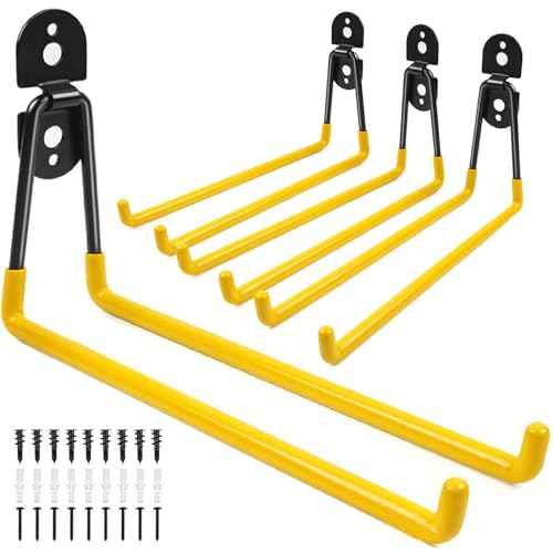 11 Inch Garage Hooks Heavy Duty, 4 Pack Large Garage Storage Utility Hooks, Wall Mount Tool Hanger, Garage Organizer for Ski/Snow Board, Chair, Hose, Chair, Broom, Garden Tools