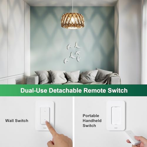 Treewell Remote Control Light Bulb Socket Kit with Wall Switch - 200FT Range, E26/E27, Compatible with LED/CFL/Incandescent, 1 Wall Switch + 1 Socket