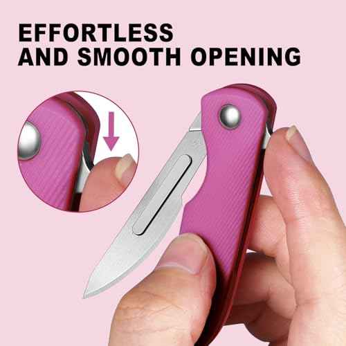 Hot Pink Pocket Knife Scalpel Folding Knife Small Mini with 5pcs #24 Replaceable Blades