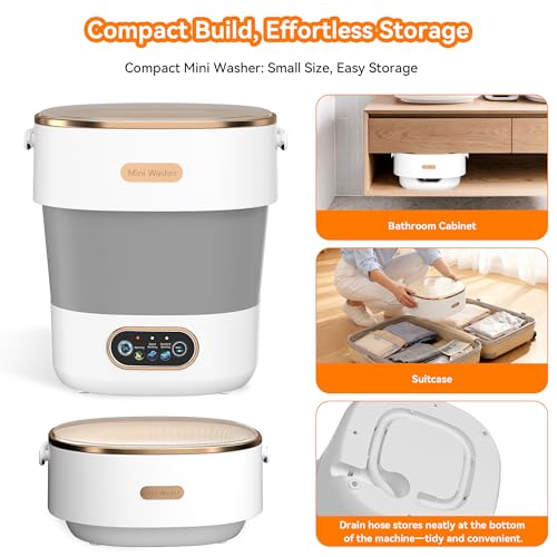 JUJOJB White Portable Folding 20L Mini Washing Machine & Spin Dryer