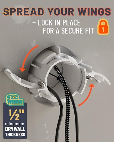 ECHOGEAR White TV Cord Hider - 2.5-Inch Wall Cable Management Kit, Easy 3-Step Install
