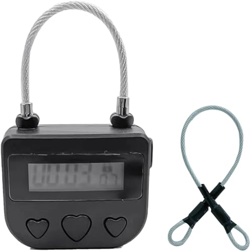 GONRIDASH Black Electronic Time Padlock 99H Max Timer LCD Rechargeable