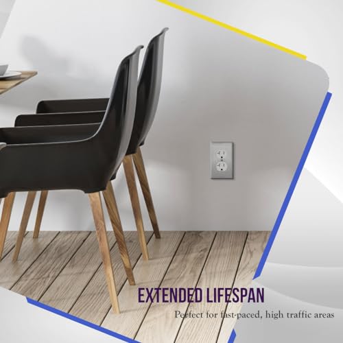 ENERLITES Stainless Steel Duplex Wall Plate 1-Gang, Silver, Standard Size