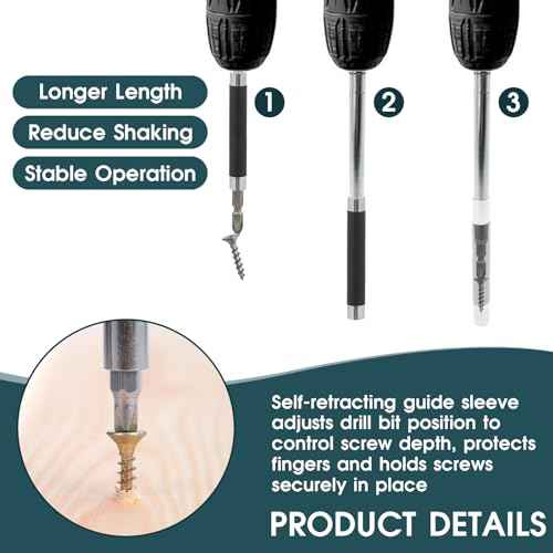 3pcs Magnetic Drive Guide 1/4 Inch Screw Sleeve for Drill Bit Sleeve Drive Guide Bit Holder, Screw Guides Sleeves for Drill, Hex Shank Driver Extension Screwdriver Bits Holder Fast Change