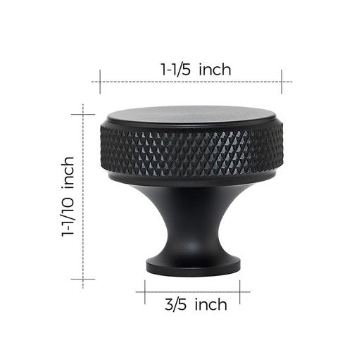 Ravinte 25 Pack Round Matte Black Knobs Knurled Single Hole Pulls Solid Black Kitchen Cabinet Hardware Handles for Drawers