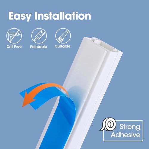 YesBes Wall Mount TV Cord Hider Kit White 116in Paintable Cable Raceway