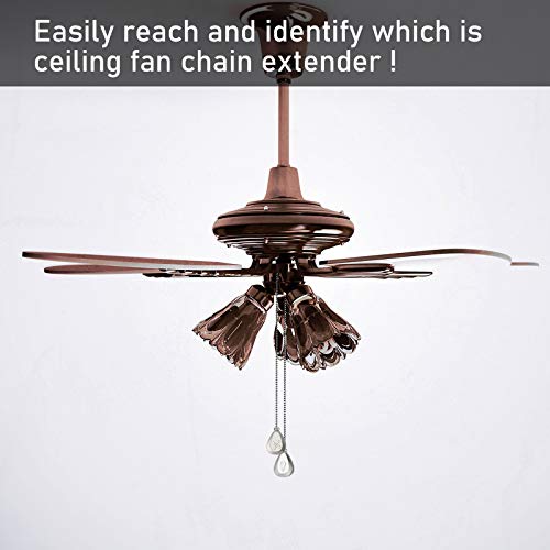 Patelai 4 Pack Silver Ceiling Fan Pull Chain Extenders with Fan & Light Patterns
