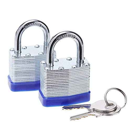 Laminated Steel Key Lock, 1-9/16 in. Wide Body, 2 Padlocks Keyed Alike