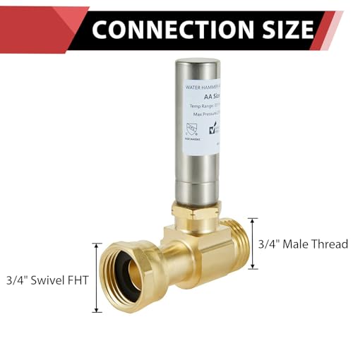 EFIELD 2-Pack 3/4" Stainless Steel Water Hammer Arrestors Swivel FHT to MHT, Protects Washing Machines