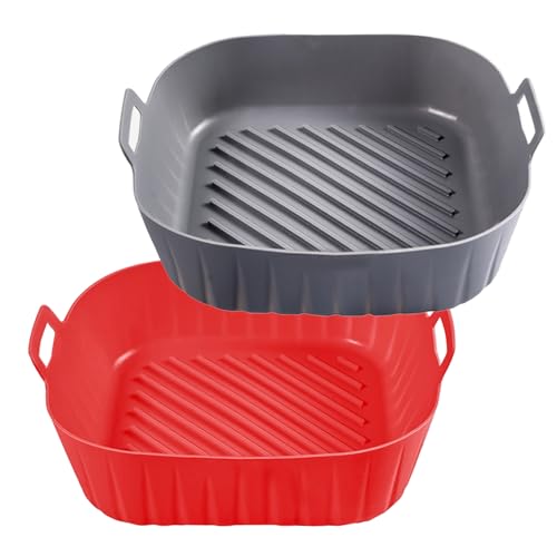 Golden Associate 8'' Silicone Liner for Air Fryer - 2 Pcs, Square, Non-Stick Food-Grade