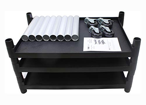 MaxWorks 3-Shelf Utility Plastic Cart with Wheels, 225 lbs Capacity, Black