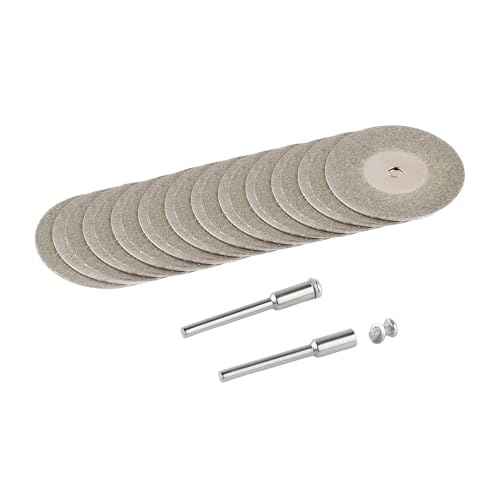 Diamond Cutting Wheel (1 3/16") 10pcs with 402 Mandrel (3mm) 2pcs and Screwdriver for Dremel Rotary Tools