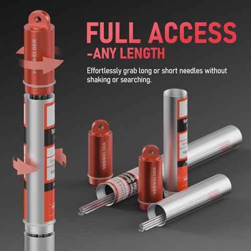 YESWELDER TIG Welding Tungsten Electrode Red Tip 1/16" x 7" (Red, WT20/EWTh-2) 10-pk