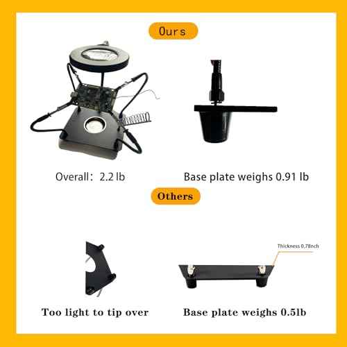 Soldering Station Helping Hands with Magnifying Glass with Light Third Hand Solder Tool Circuit Board Welding Kit PCB Holder Heavy Duty Base Plate | Four Flexible Arms
