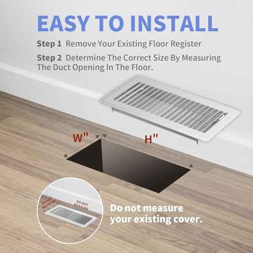 4" x 10" Floor Register - Heavy Duty Steel Walkable Floor Vents - Easy Adjust Air Supply Lever - Vent Covers for Home (White)