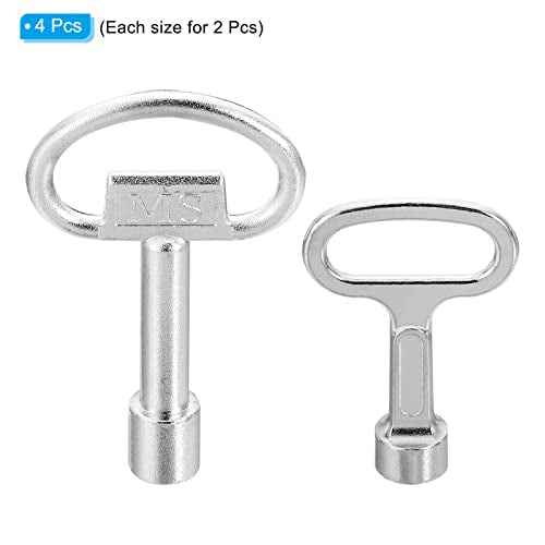 PATIKIL 8mm 9mm Triangle Socket Spanner Key, 1 Set/4Pcs Electrical Cabinet Gas Water Meter Key for Elevator Emergency Lift Door Triangle Panel Lock, Silver