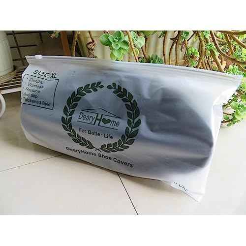 Washable Reusable Shoe Boot Covers - Non-Slip, Water-Resistant (2 Pairs, Large) for Contractors & Households - Keep Carpets, Floors, and Rooms Clean