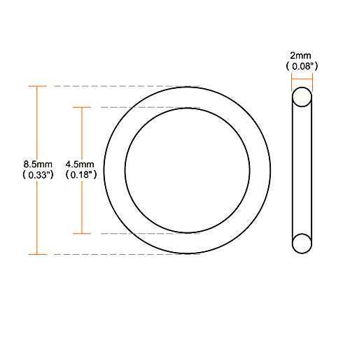 uxcell Nitrile Rubber O-Rings 8.5mm OD 4.5mm ID 2mm Width, Metric Sealing Gasket, Pack of 30