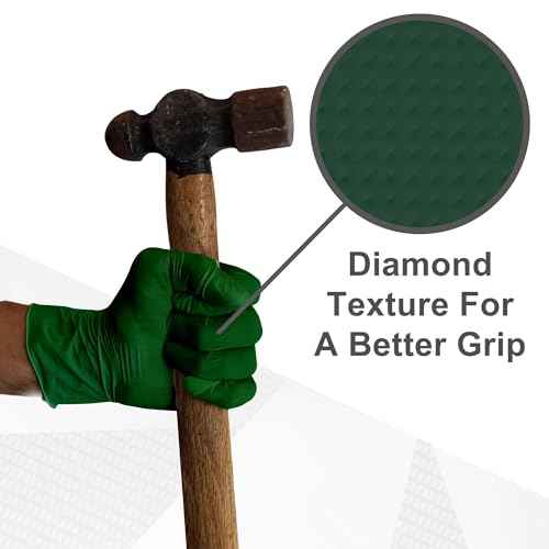 WECARE 8 Mil Nitrile Gloves - Heavy Duty Mechanic Gloves, with Diamond Grip - Powder and Latex Free Disposable Gloves