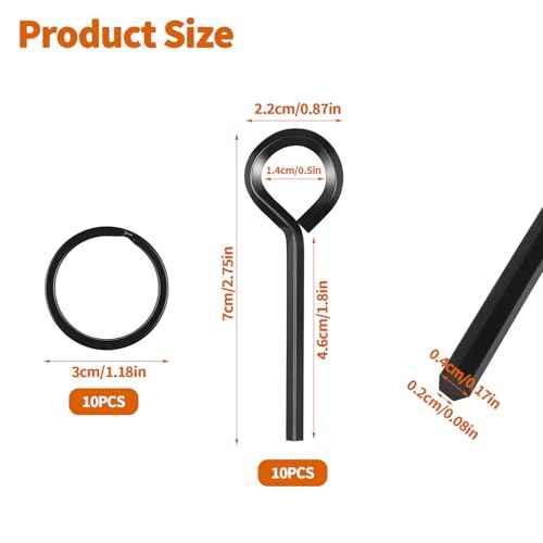 20 Pack 5/32 inch Standard Hex Dogging Key, Allen Wrench Sets with Full Loop, Black Metal Allen Key Sets Wrench for Push Bar Panic Exit Device Key