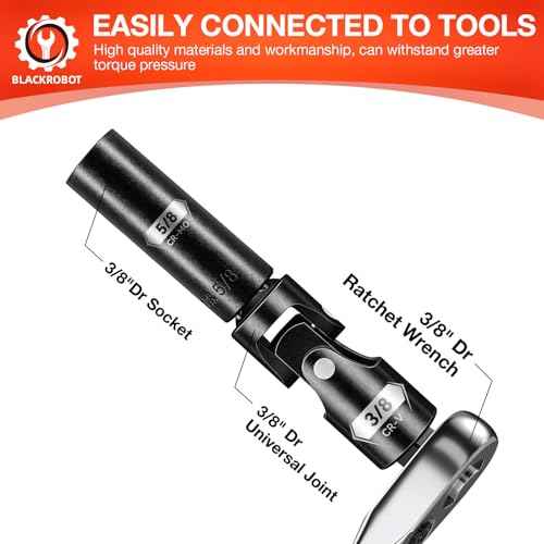 BLACKROBOT Universal Joint Set 3PCS, 1/2" 3/8" 1/4" Drive Socket Adapter Set, Premium CR-V Steel Swivel Socket Set, Access Fasteners at Any Angle
