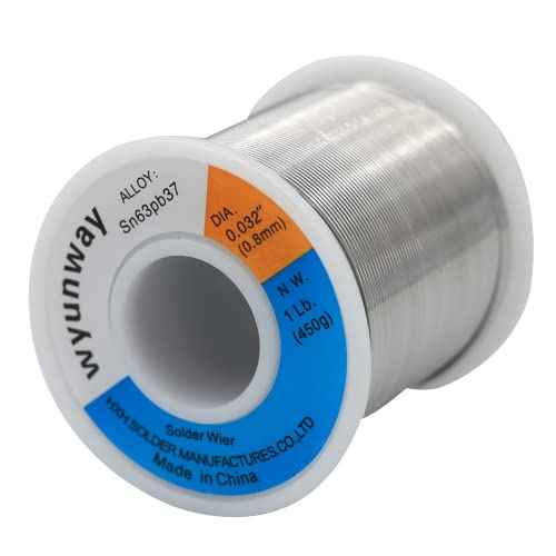 Solder Wire 63/37 Tin/Lead with Flux Rosin Core for Electrical Soldering weight 1Lb(450g) 0.8mm(0.032")
