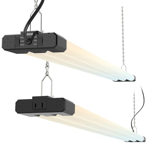 JESLED 4FT LED Shop Lights Black 7500LM, Adjustable 3CCT & Wattage, ETL Certified