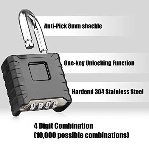 Diyife Heavy Duty Outdoor Weatherproof Padlock - Black, 3.33 Inch