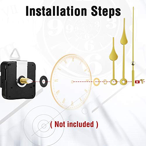 Mudder Gold 2 Pcs Clock Replacement Mechanism with 5 Pairs of Hands - DIY Repair Kit