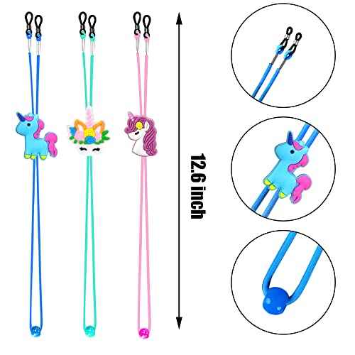 SKYCOOOOL 24 PCS Kids Glasses Strap Rainbow Unicorn Adjuster Anti-slip Silicone Eyeglass Straps Glasses Retainer Cute Decorations For Girls