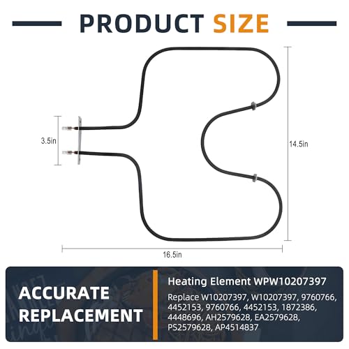Oven Bake Element W10207397 Replacement 2000W 240V for Whirlpool/IKEA