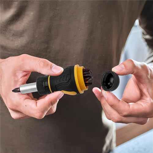 Yakamoz 9 in 1 Ratchet Multi Screwdriver Tool All in One, Small Ratcheting Screwdriver with Phillips Torx Slotted Bits Stubby Multi-bit Screw Driver Repair Tool