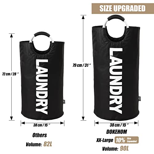DOKEHOM 90L Collapsible Laundry Basket Bag with Soft Handle, Black