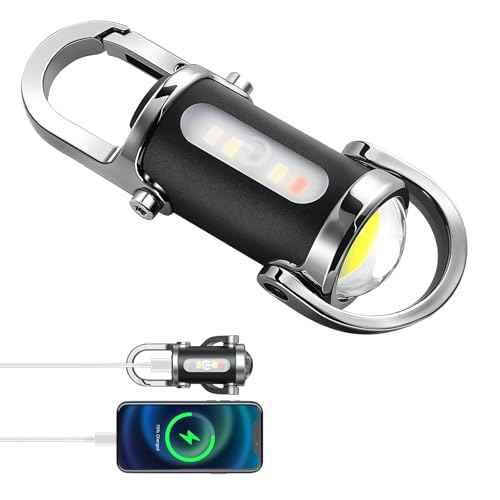 Emergency Keychain Flashlight£¨3 in 1£©, Rechargeable 500 Lumens EDC Tool with Red/Blue Strobe, 1000mAh USB-C Charging, IPX7 Waterproof, Portable Flashlight for Emergencies