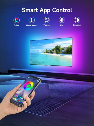KANTUTOE 16.4ft RGB TV Backlight Strip for 45-75 Inch TVs with Music Sync App Control