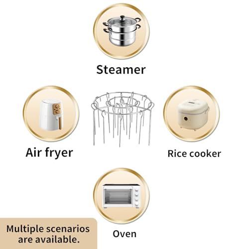 FOTN 2025 Air Fryer Grill Skewer Rack - 30 Vertical Stainless Kabob Skewers with Round Hanging