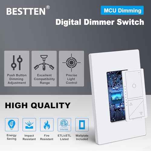 BESTTEN 5 Pack Super Slim Digital Dimmer Light Switch with Screwless W ...