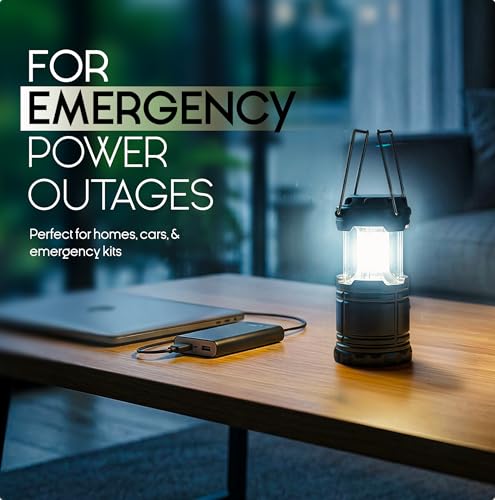 2 Pack Small Camping LED Lanterns - 300 Lumens, Battery Operated, Collapsible Tent Lights for Camping, Emergency, Power Outages