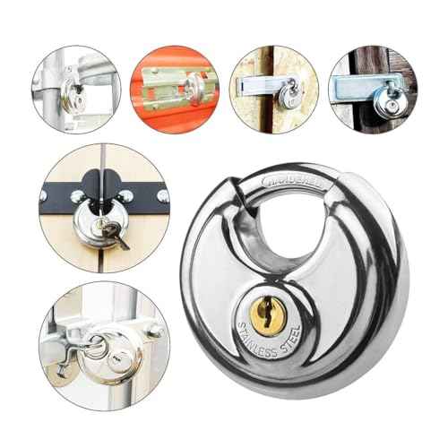 Disc Padlock with Key, Storage Unit Lock, Discus Padlock Heavy Duty Round Circle Lock for Warehouse, Garage, Gym, Storage Locker, and Outdoors