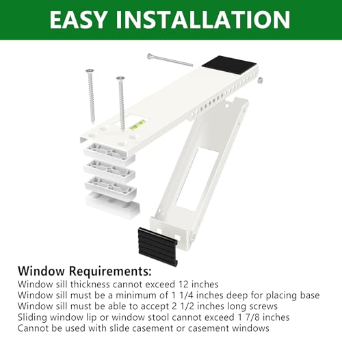 Fioracl Drilling Window Air Conditioner Support Bracket, Up to 85 lbs, Universal AC Unit Support with Bubble Level