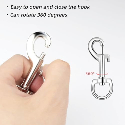 1/4 Inch Heavy Duty Swivel Eye Bolt Snap Hooks for Pet Leash & Outdoor Use - 6 Pack