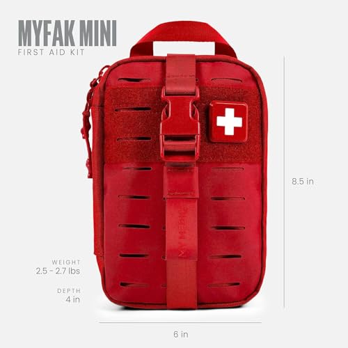 MyFak Mini First Aid Kit Red | Compact Emergency Travel Medical Kit - 70 Items