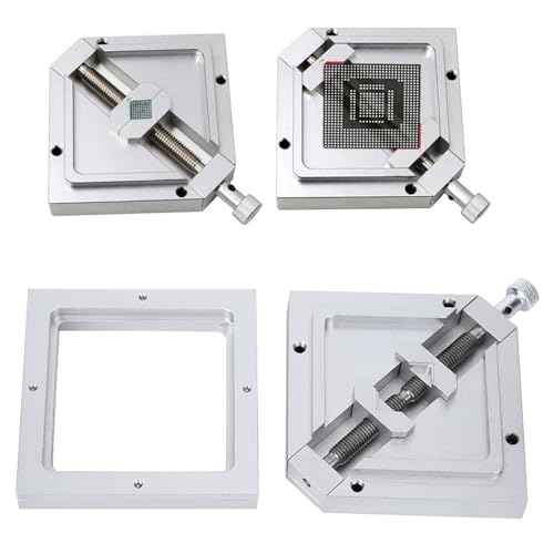 HT?90 90x90 BGA Reballing Station, Aluminum Alloy BGA Reballing Stencil, BGA Reball Stencil for 9-43mm BGA Chip and Laptop CPU Mobile Phone Rework