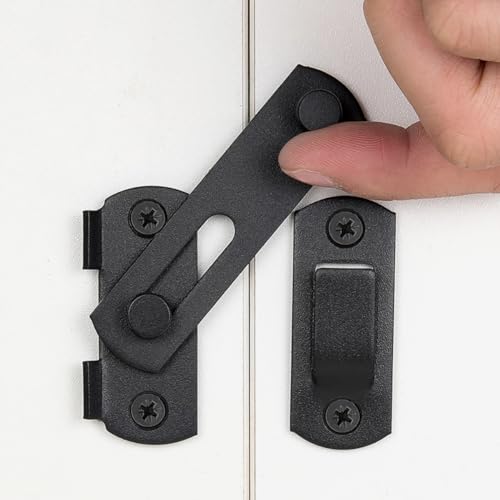 INIRET 2 Pack Matte Black Stainless Steel Barn Door Latch Bi-fold Lock Small