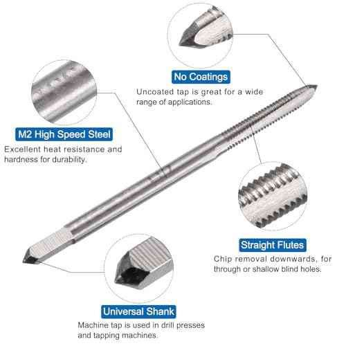 uxcell Metric Tap & Drill Bit Set, 2pcs M5 x 0.8 Straight Flute Thread Taps and 2pcs 4.2mm Twist Drill Bits Titanium Coated, HSS6542 Screw Tapping Threading Tools