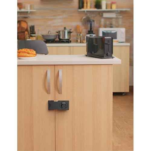 3 Inch Keyed Hasp Lock for Cabinets & Small Doors, Twist Knob Design, Heavy Duty Zinc Alloy with Chrome-Plated Iron, Includes Keys & Screws, Black